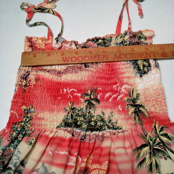 Puanani Hawaiian Dress XS Pink Tropical Aloha Beach Sleeveless Smocked Island - Picture 13 of 15